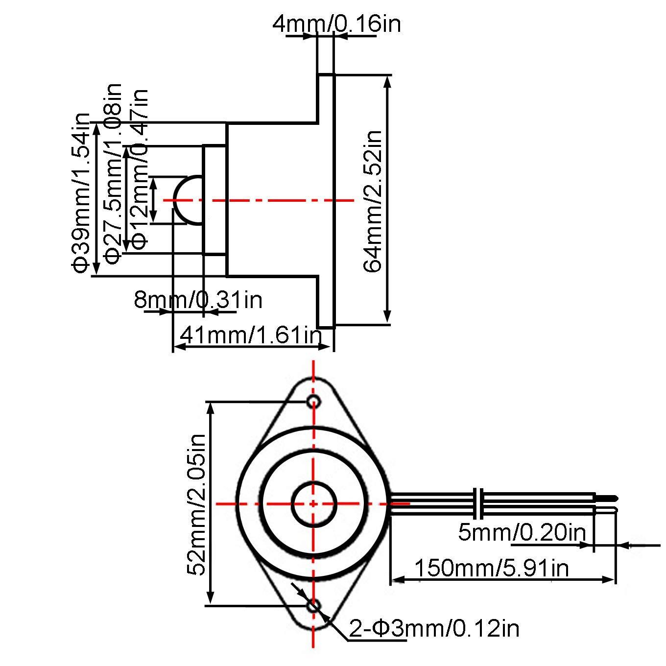 Electrionic Red LED Flashing Alarm Buzzer DC12V 105db Wired Design Lound Sound