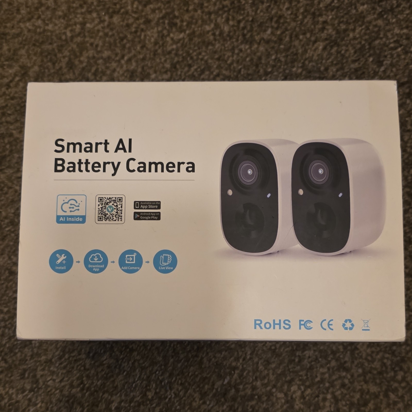 Smart AI Battery Camera 2-Pack Wireless Wi‑Fi 1080p Full Color Night Vision