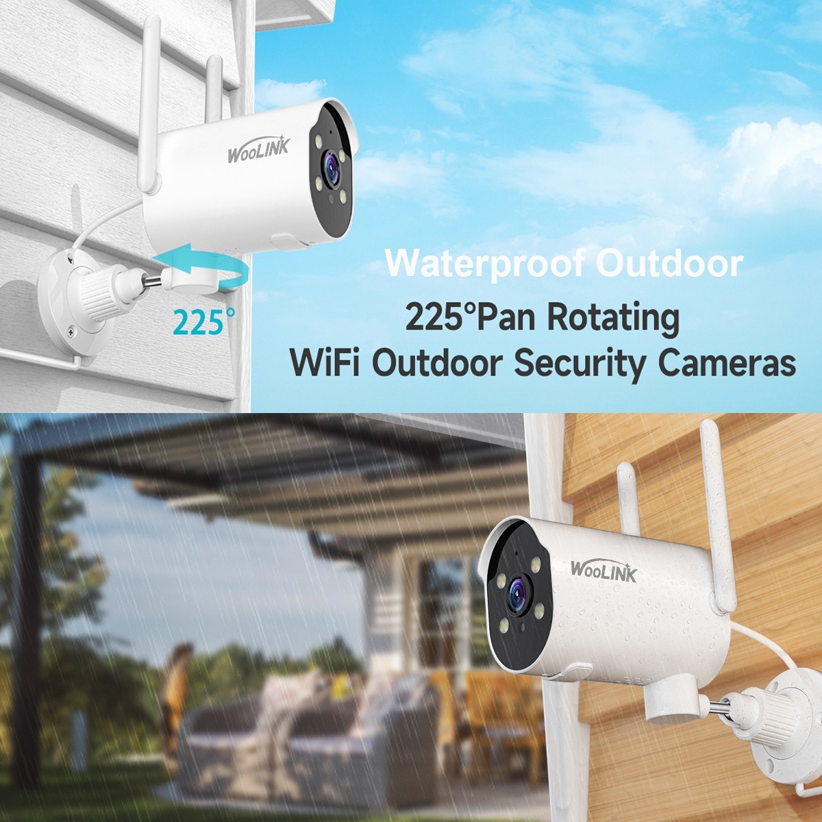 WOOLINK Solar Camera Outdoor Wireless WiFi Security Camera System CCTV Monitor
