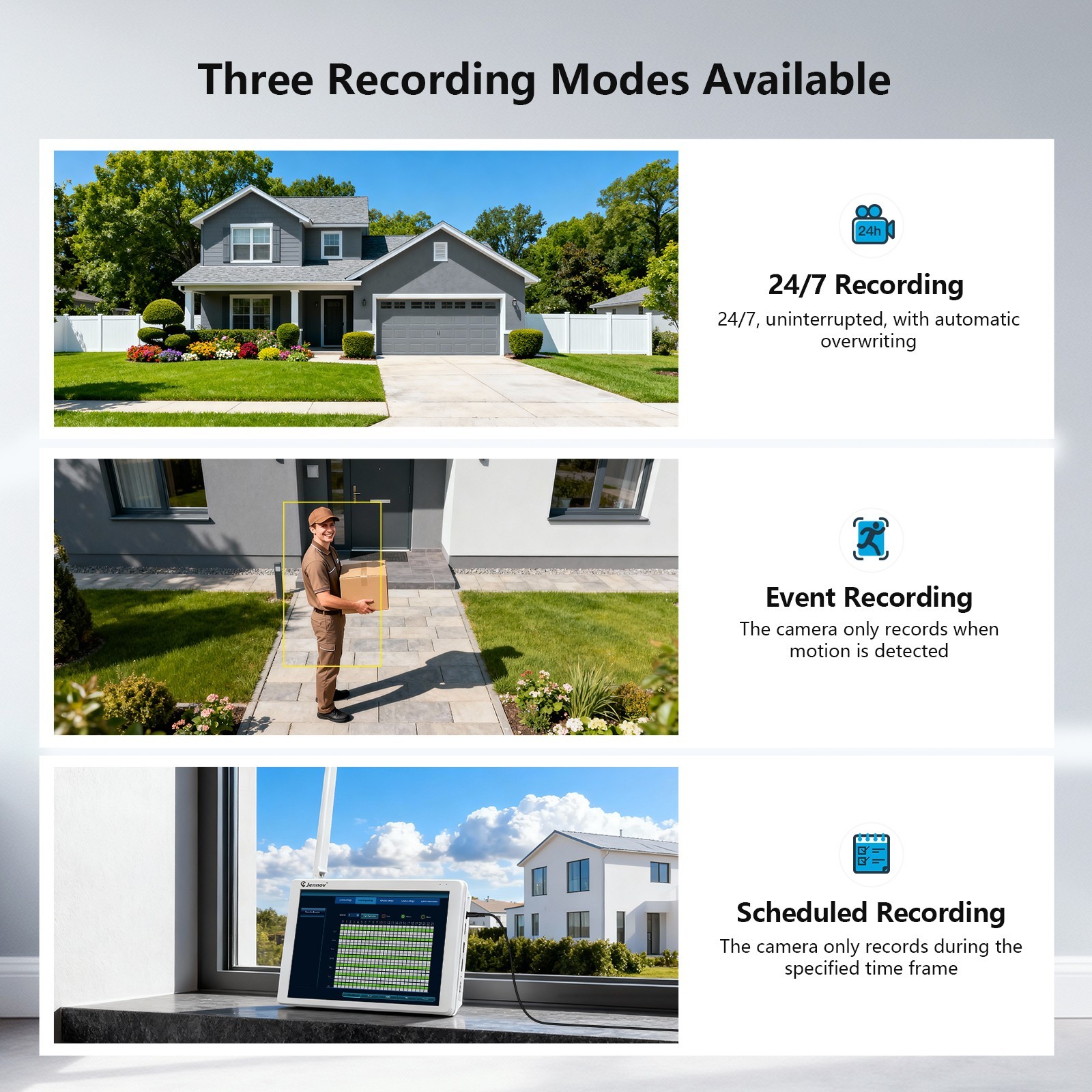 JENNOV 5MP WiFi Security Camera System Outdoor 10″ NVR with Monitor 2‑Way Audio