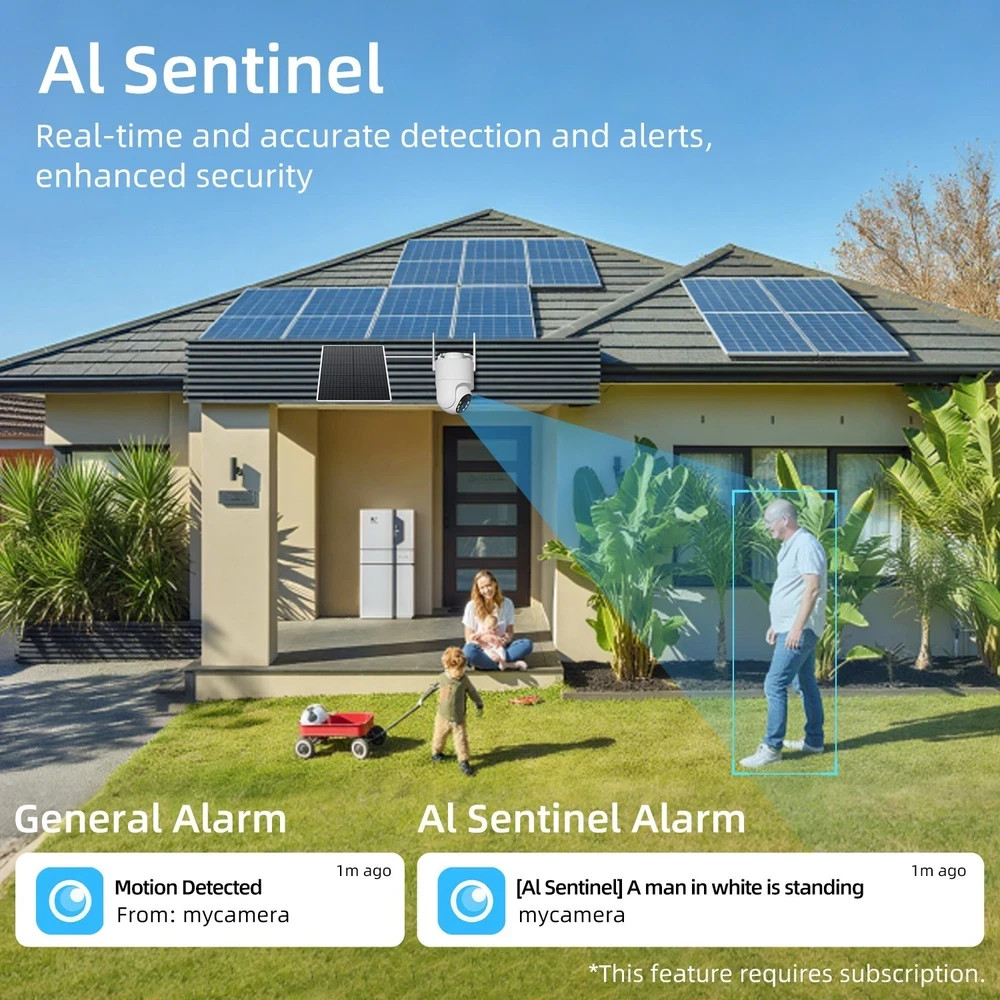 4G LTE Cellular Solar Security Camera No WiFi Outdoor 2K Night Vision & SIM Card