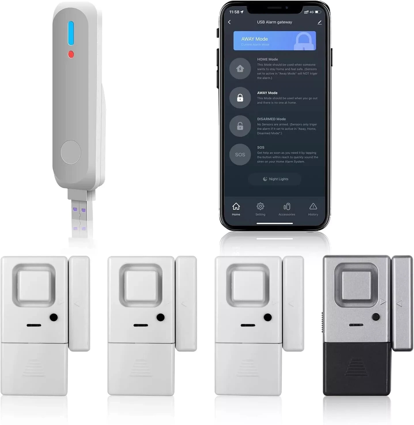tolviviov Home Alarm System3rd Gen 4pack 120dB Alarm Door/Window Sensors with…