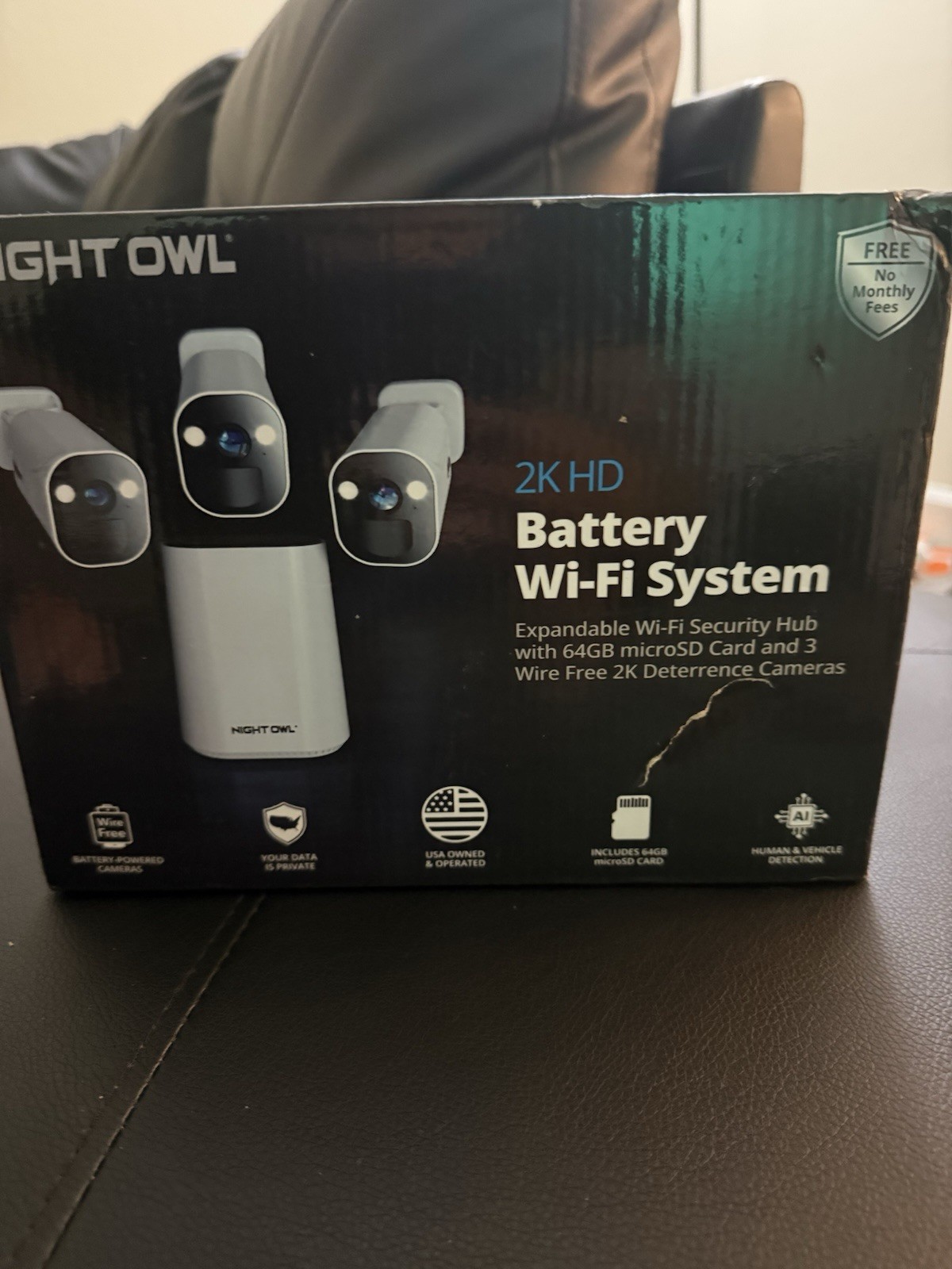 Night Owl 2K HD Battery Wi-Fi System Security Hub and 3 Cameras (White)