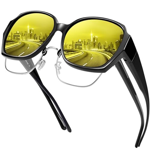 Night Vision Driving Glasses for Women 16 Glossy Black Frame/Night Vision Lens