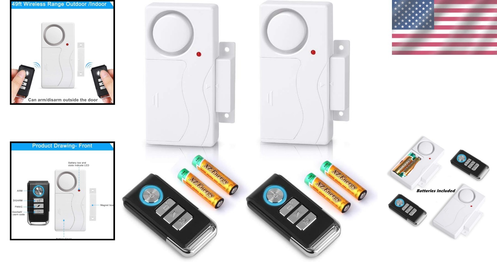 Programmable Wireless Door Alarm with Remote | 105 dB Alert for Peace of Mind