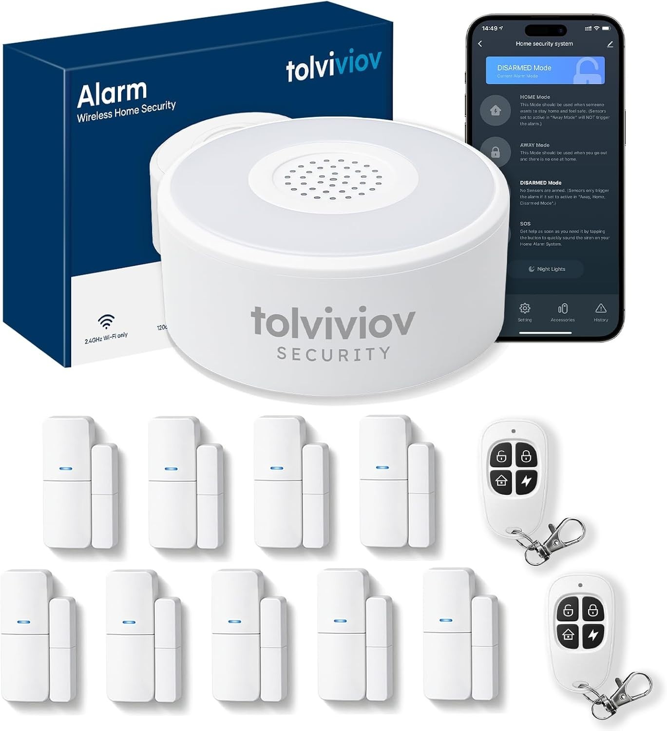 Security Alarm System with 120dB Siren – 12-Piece DIY Kit for Total Protection