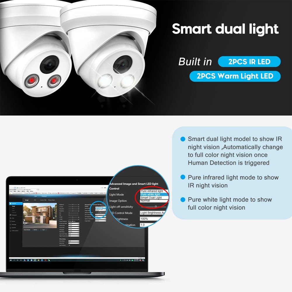 Vikylin 12MP 8CH 8POE NVR Systems 4K 8MP Full Color+IR IP Camera Dual Light lot