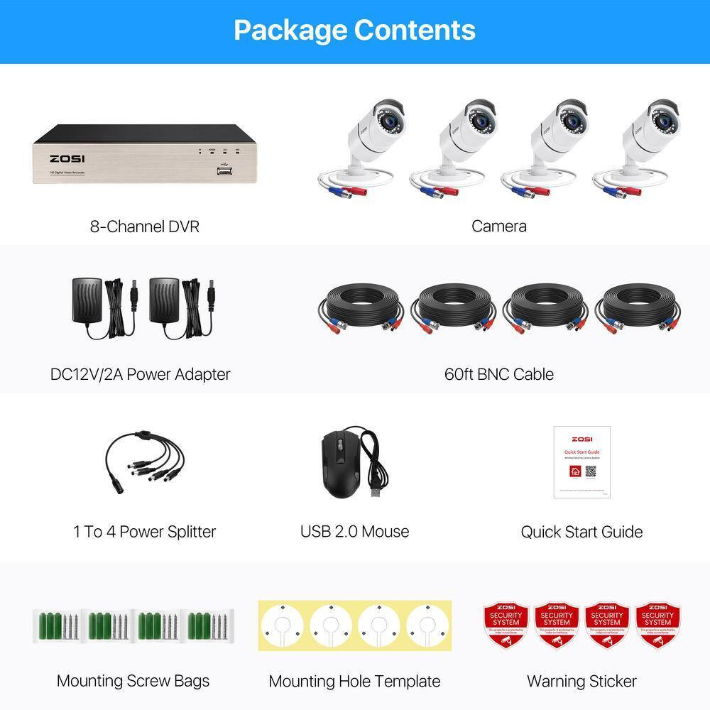 8-Channel 5Mp-Lite 1TB DVR Security Camera System with 4 1080P Wired Cameras, 12