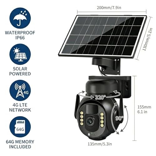 4K 8MP 4G LTE Cellular Security Camera, Outdoor Wireless Camera with Medium