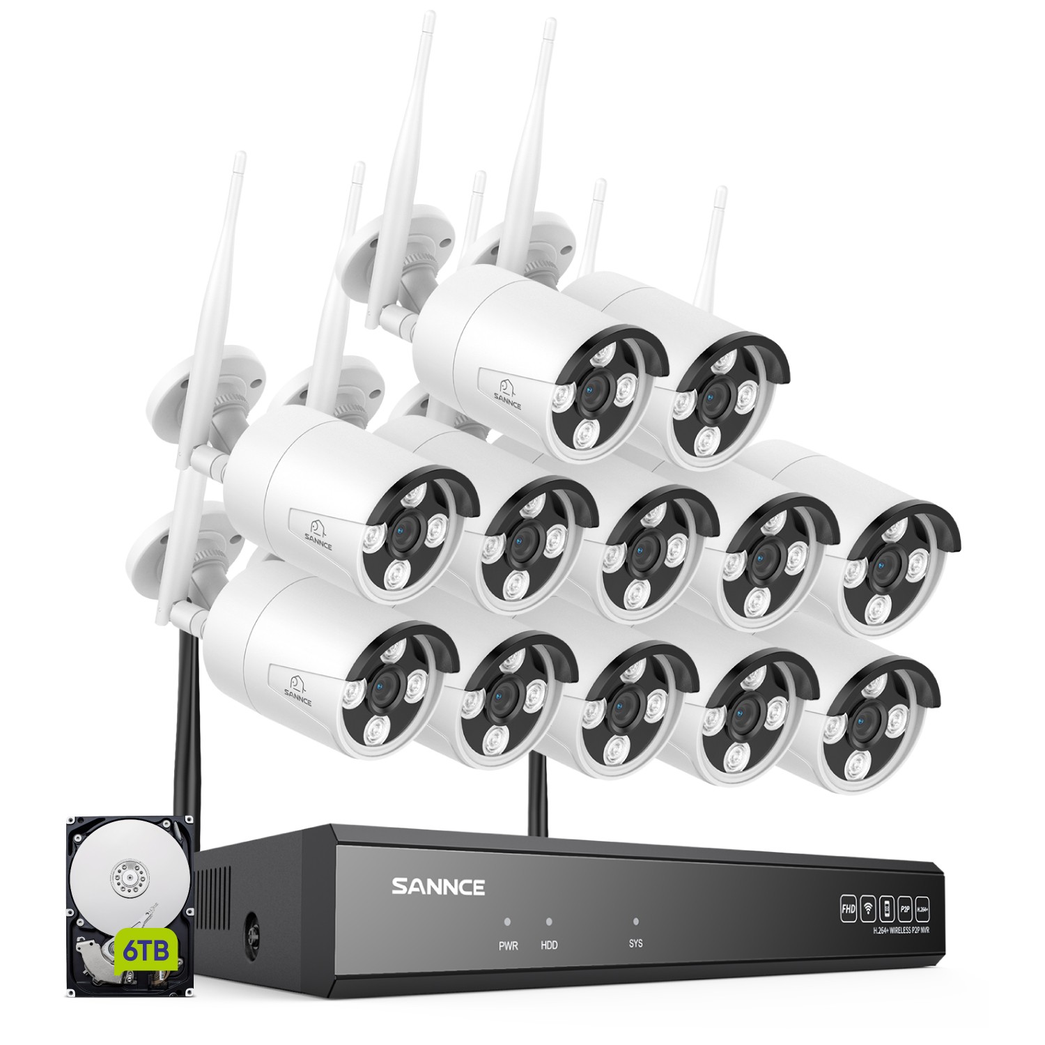 SANNCE Wireless 5MP Security Camera System 8CH NVR Two Way Audio Human Detection