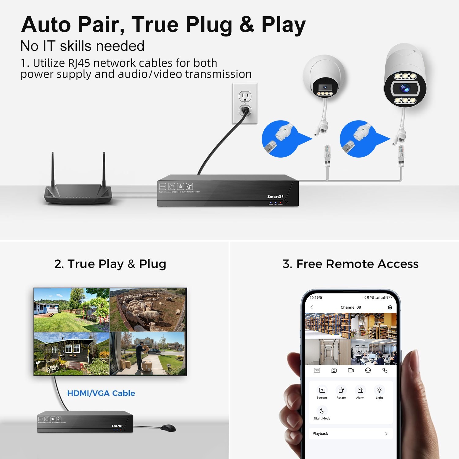 SmartSF 5MP POE Security Camera Audio Recording Outdoor Color Night AI Detection
