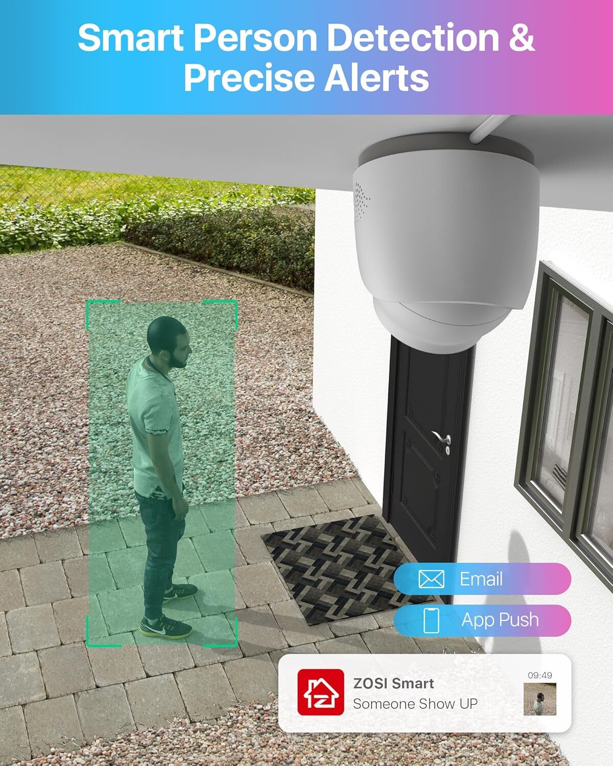 ZOSI WiFi Security Camera System PT IP Camera Smart Light Siren Alarm Outdoor