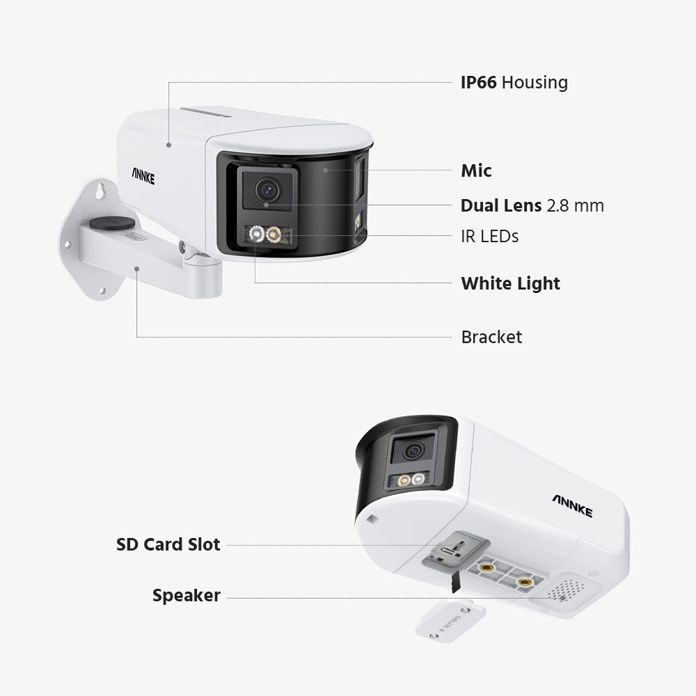 ANNKE 6MP POE Security Camera 180° Dual Lens Color Night Two Way Audio FCD600