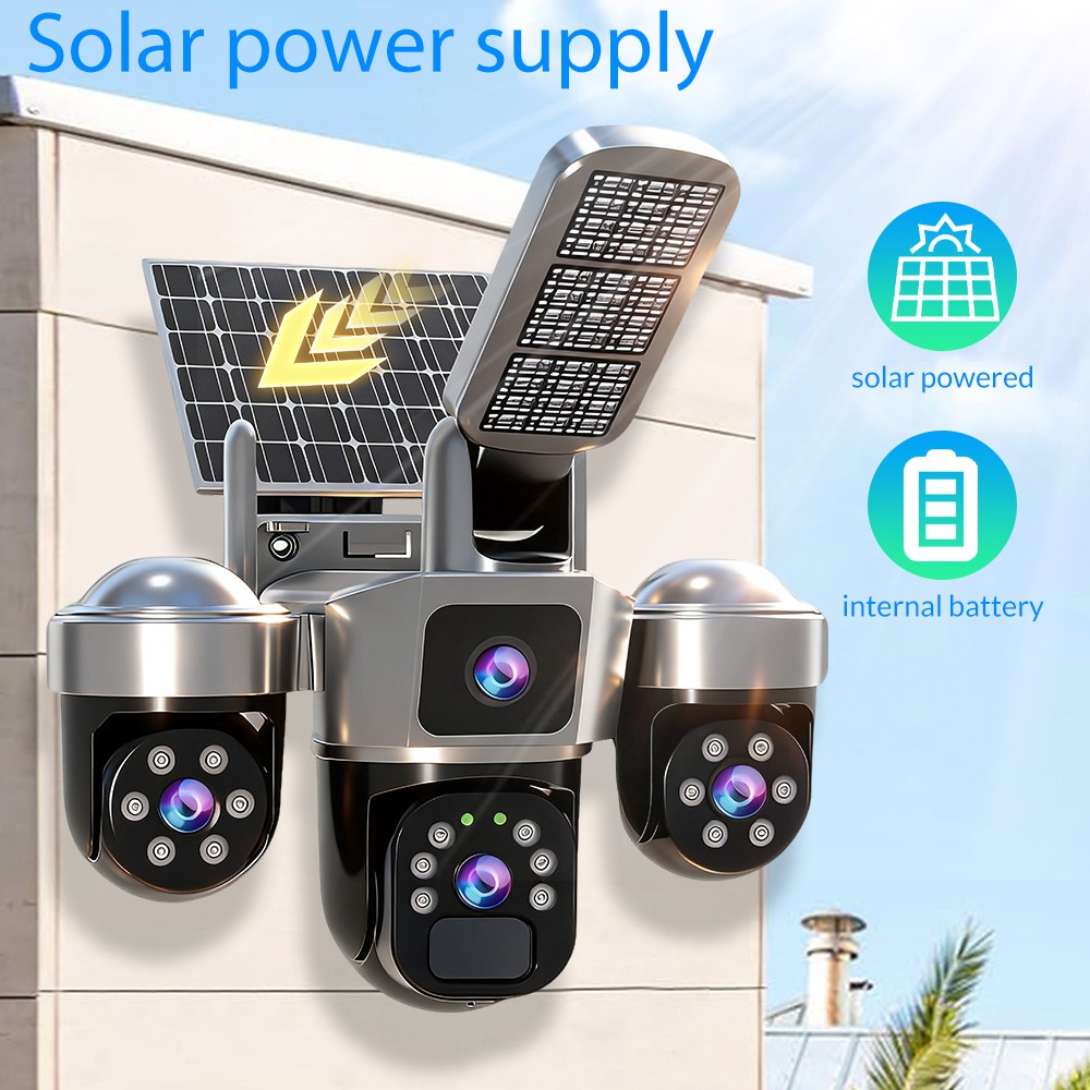 Solar Battery Powered Wireless WiFi Home Security Camera System Outdoor Pan/Tilt