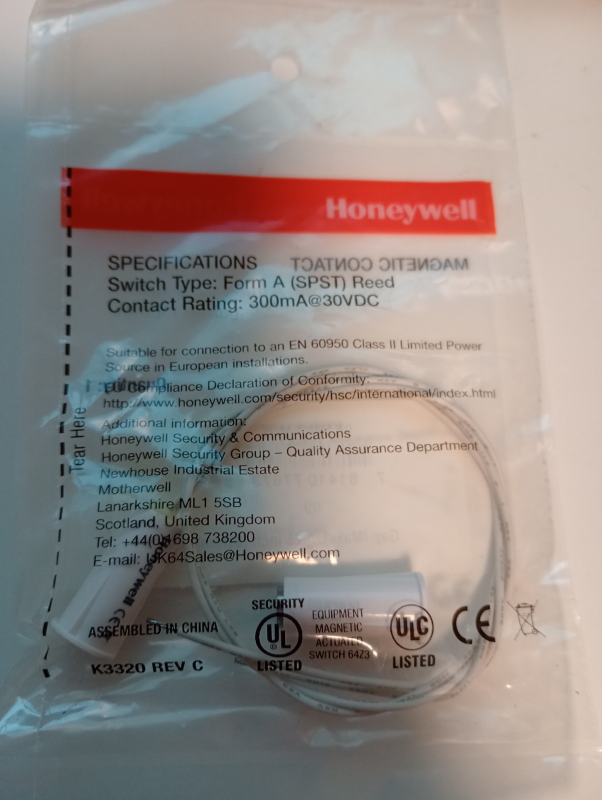 Set Of (2) Honeywell Magnetic Contacts 951WG-WH 3/8″ Recessed Stubby Contact
