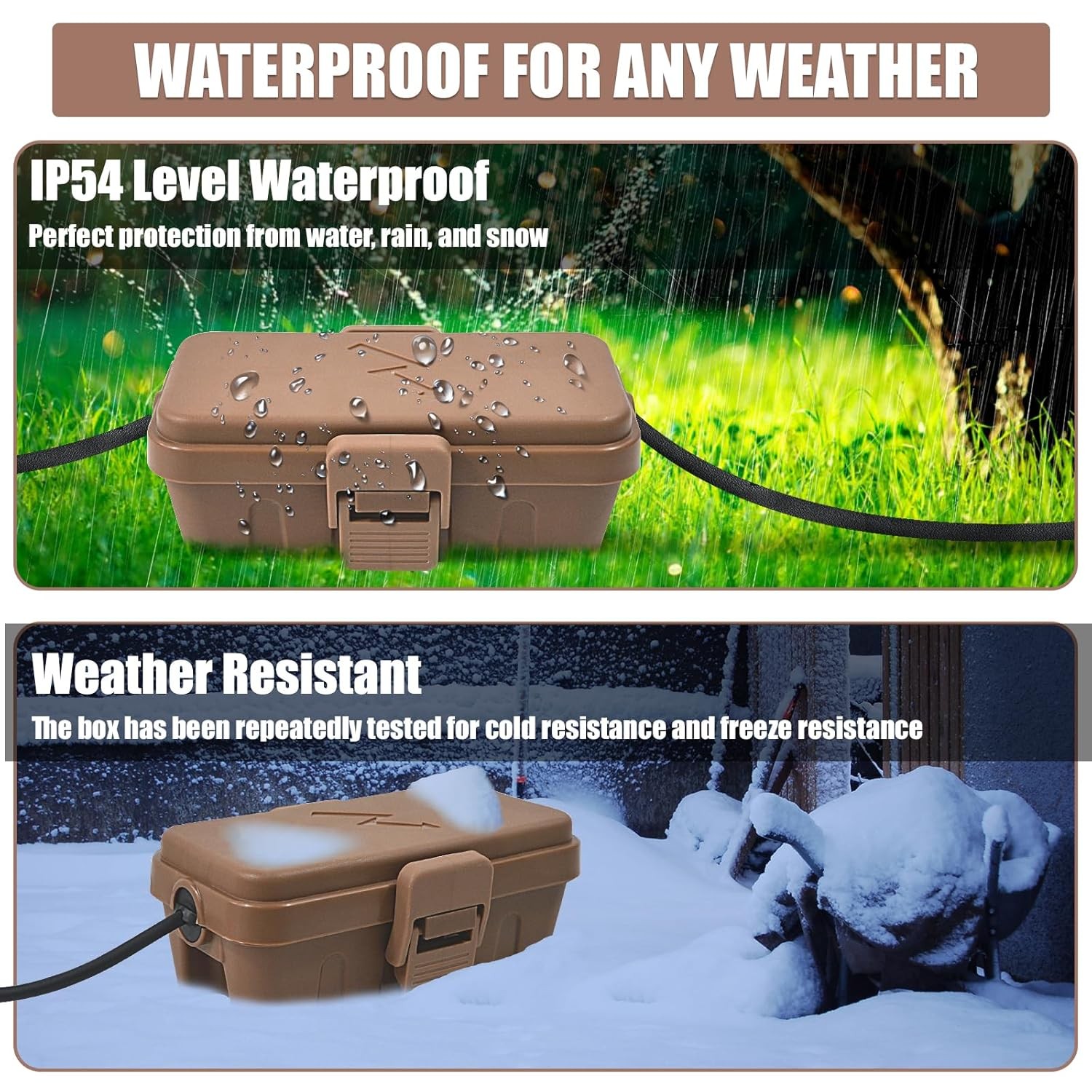 Hrensaw Small Weatherproof Electrical Connection Box(6 x 3.5 x Small, Brown