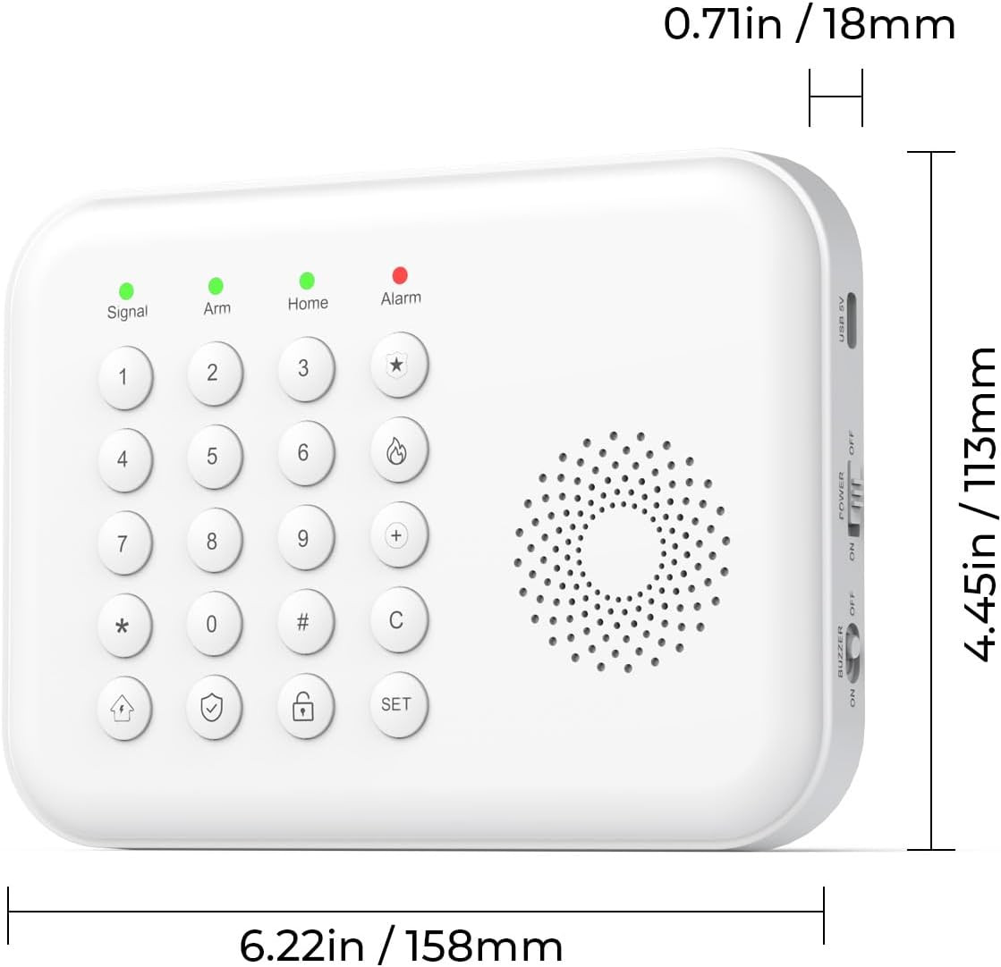 Wireless Home Security System for House & Apartment, 8-Piece DIY Alarm Kit with
