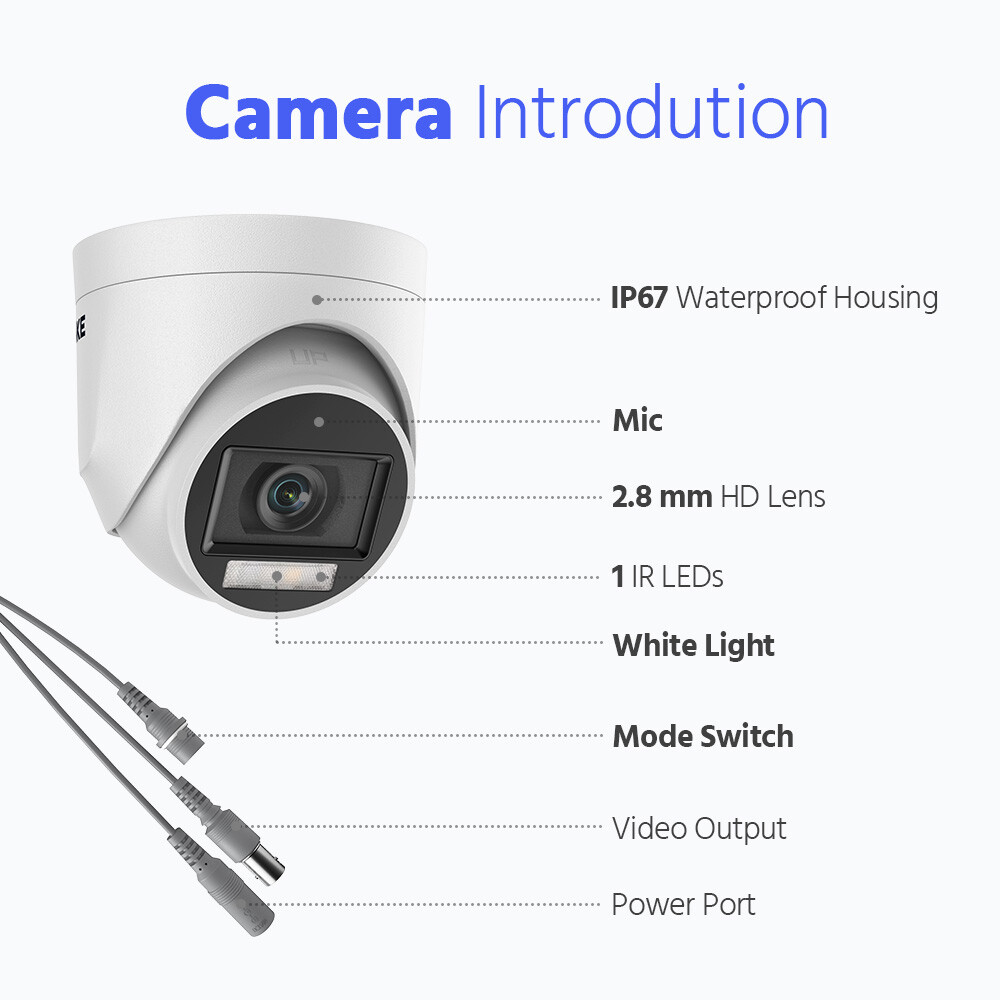 ANNKE 5MP Lite 16CH DVR 5MP Color Security Camera System Outdoor Audio Recording