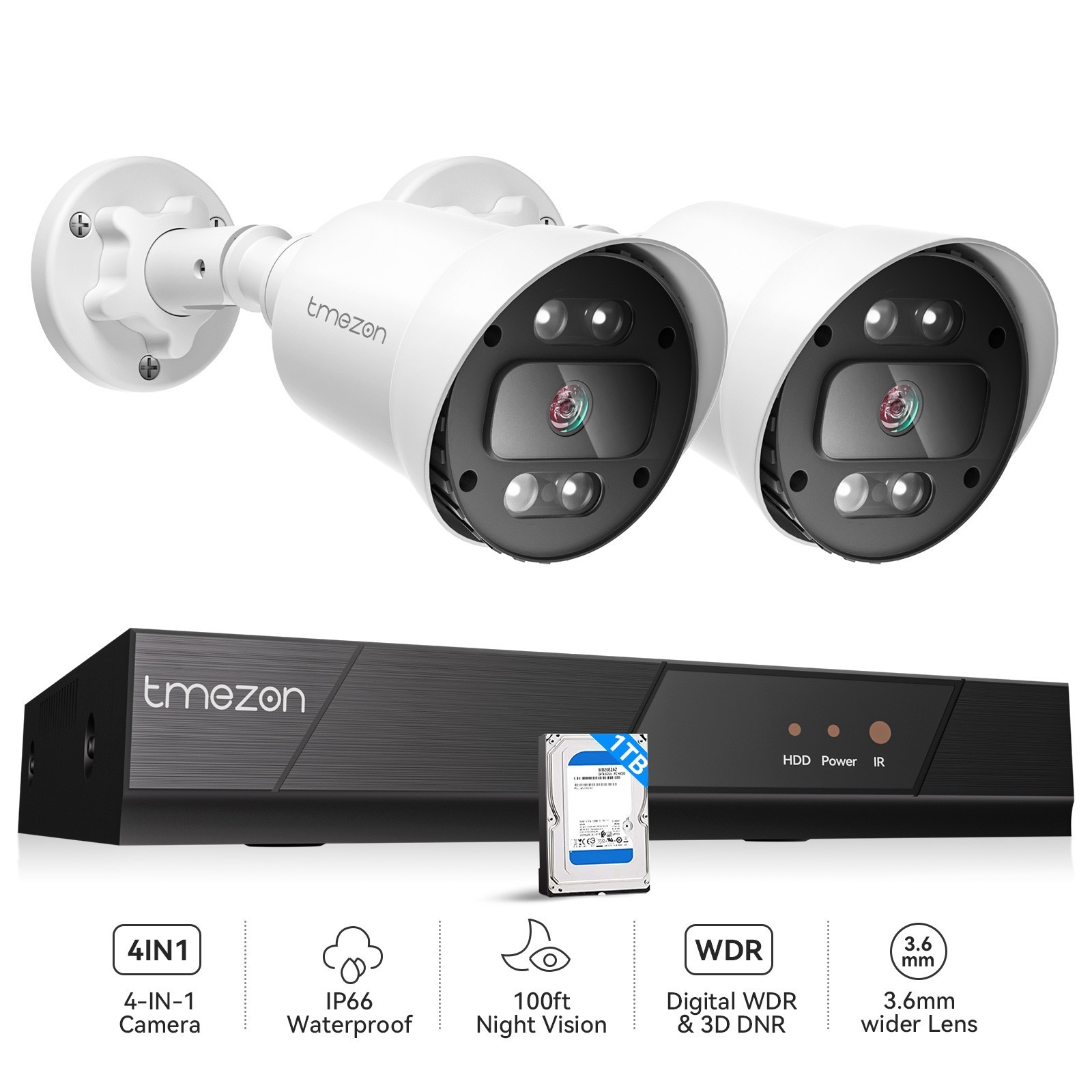 1080P AHD Home Cameras Outdoor 100ft Night Vision CCTV IP66 Waterproof