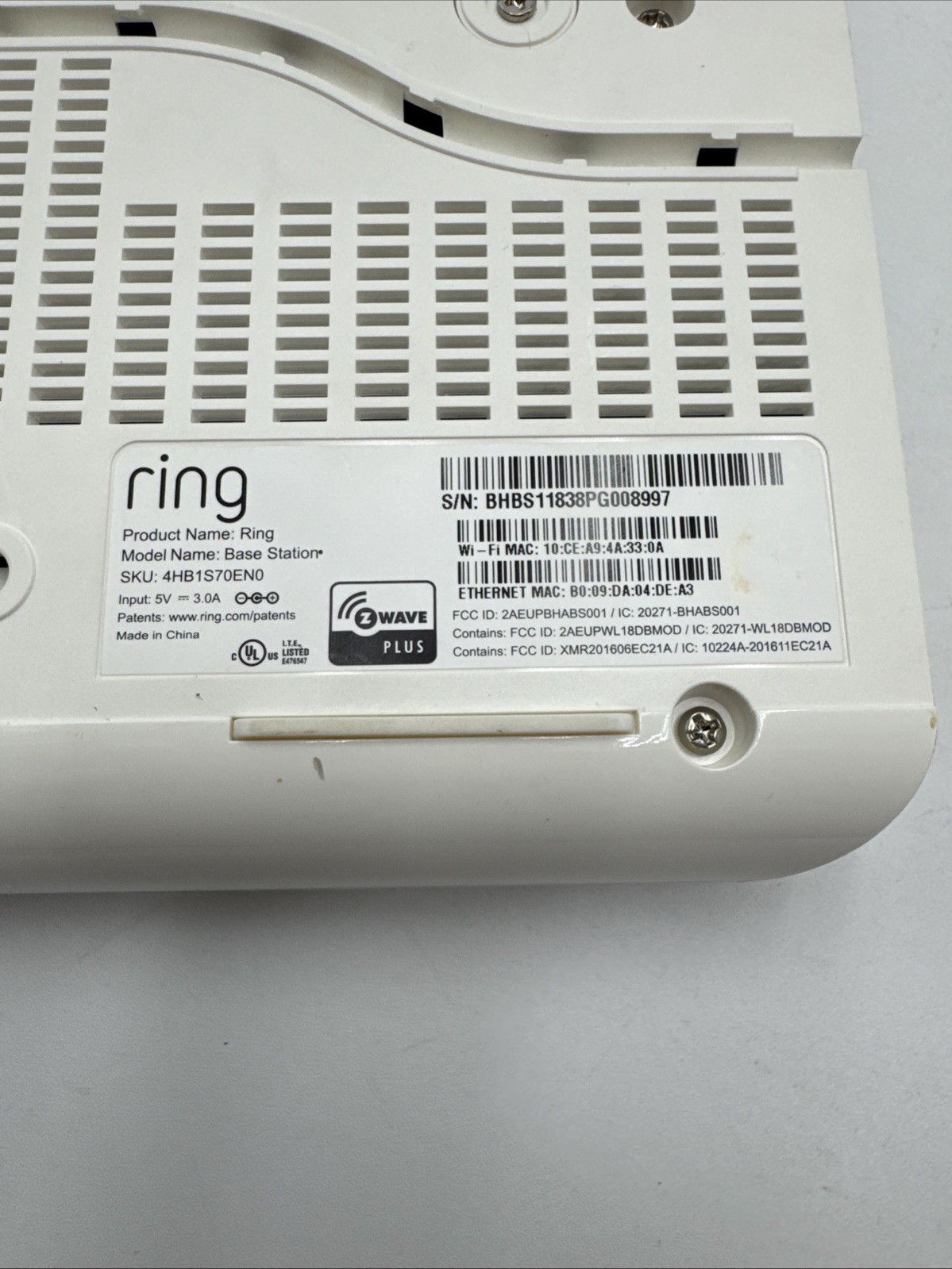 RING Z WAVE PLUS 4HB1U9-0EN0 ALARM BASE STATION