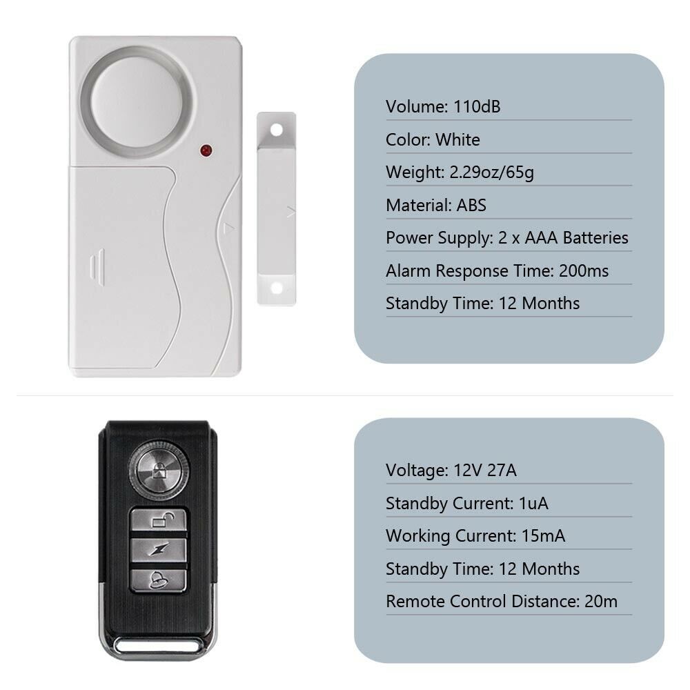 NO WIFI Window Door Alarm Set with Remote Control Dingdong Welcome Mode DIY Pair