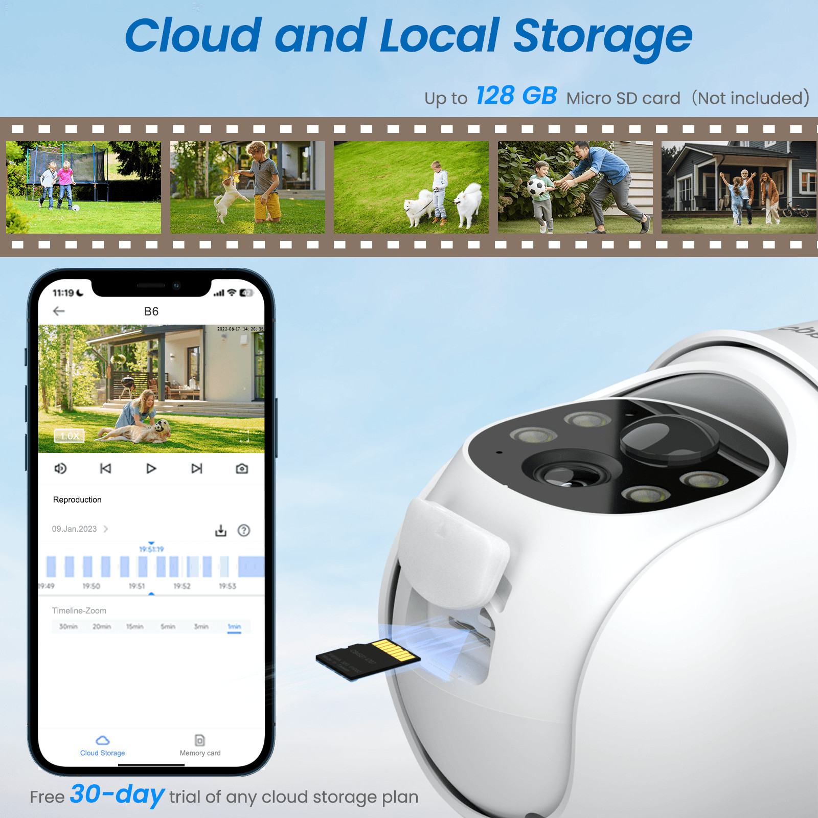 2K WIFI 360°Pan/Tilt Home Solar Security Camera Outdoor Wireless Human Detection