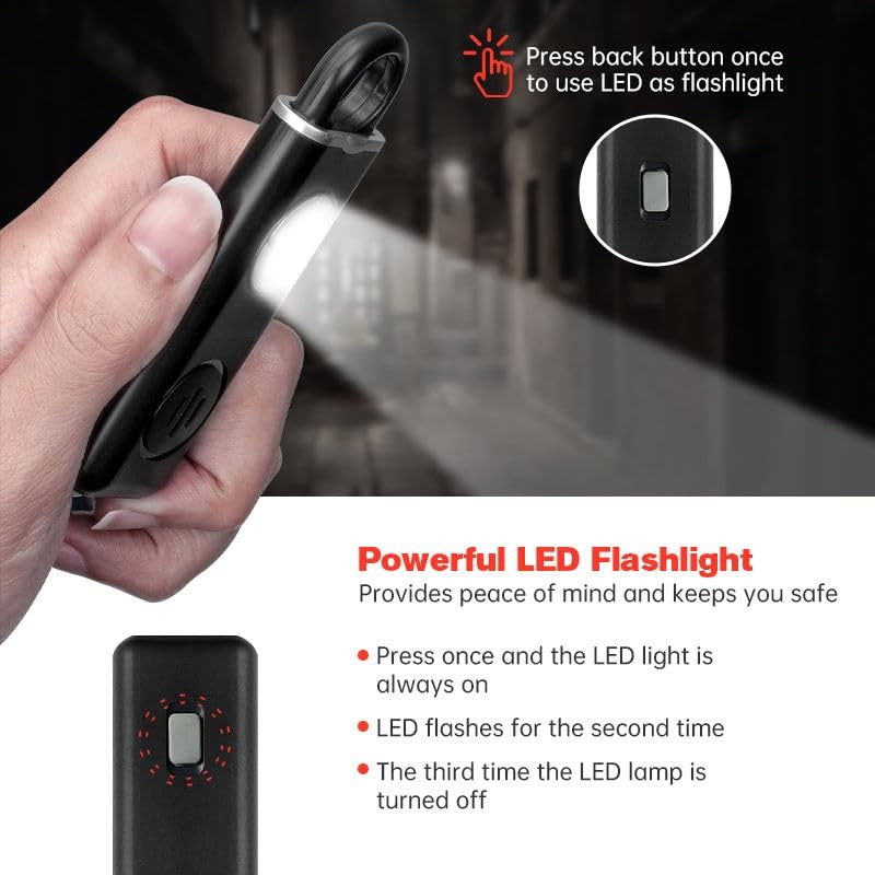 Rechargeable Personal Safety Alarm for Women | 130dB Loud Siren with Strobe L…