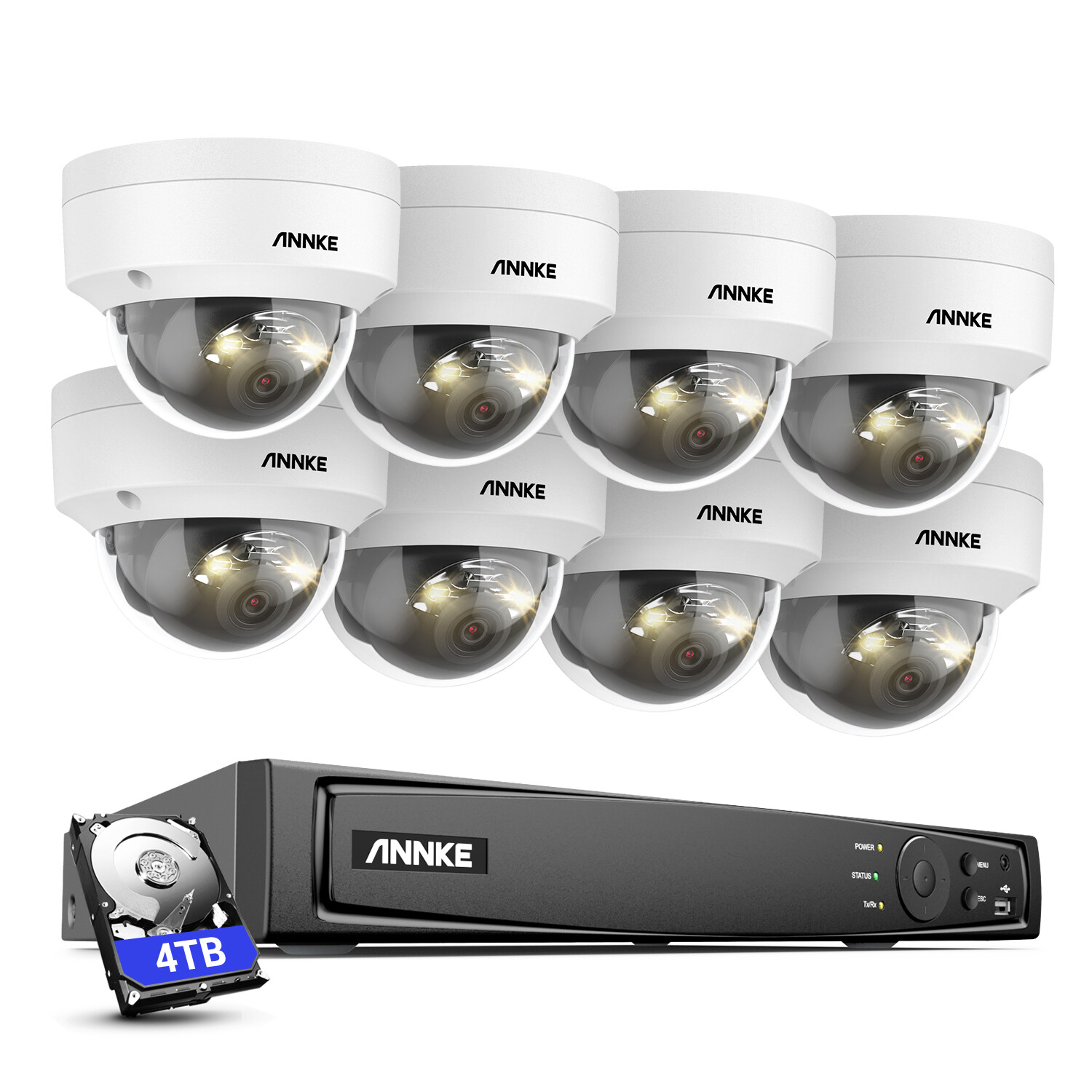 ANNKE 8CH 12MP Audio PoE Security IP Camera System AI Detection Full Color Night