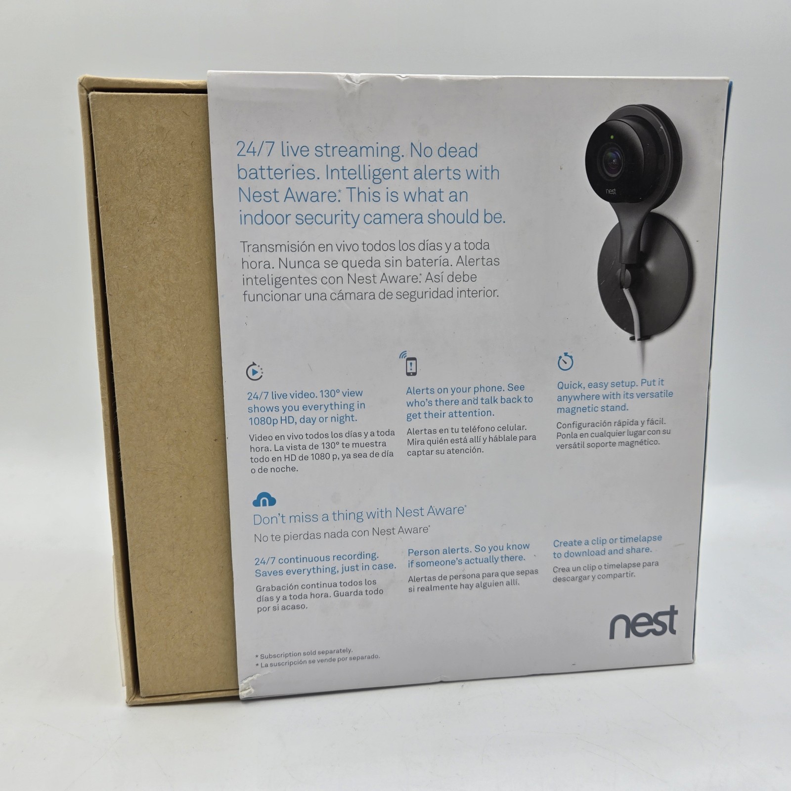 New Open Box Google Nest A0005 NC1102ES Cam Indoor Security Camera 1st Gen – NIB
