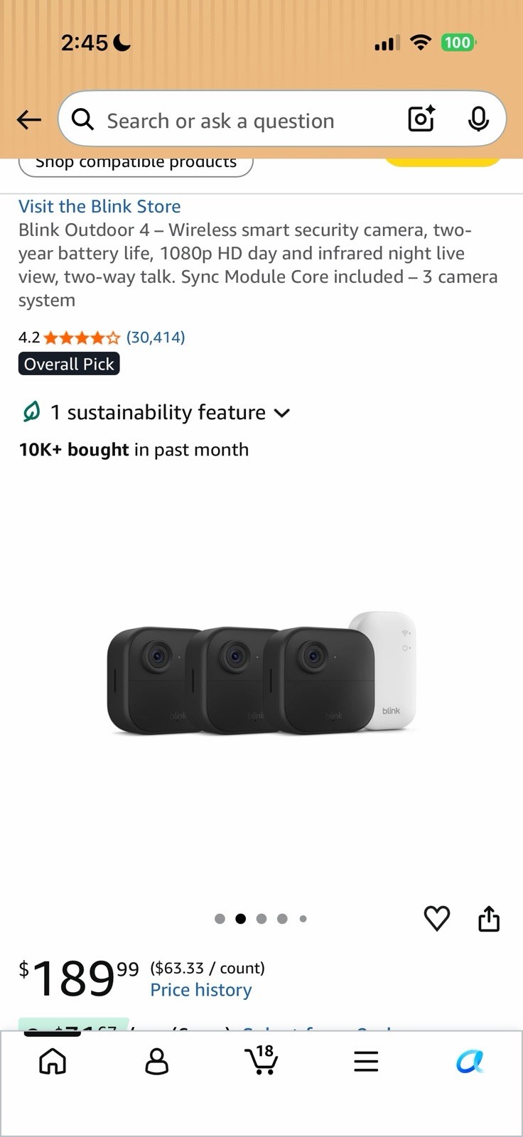 Blink Outdoor 4 3-Cam Kit Wireless Battery 1080p Weatherproof Alexa 2-Way