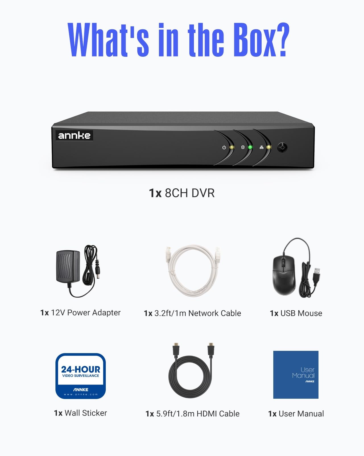3K Lite H.265+ Security DVR with AI Detection, 8CH Hybrid, Remote Access