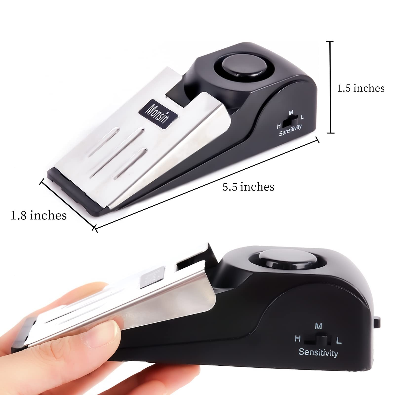 120DB Door Stop Alarm – Security Floor Wedge Stopper for Home & Travel (3 Pack)