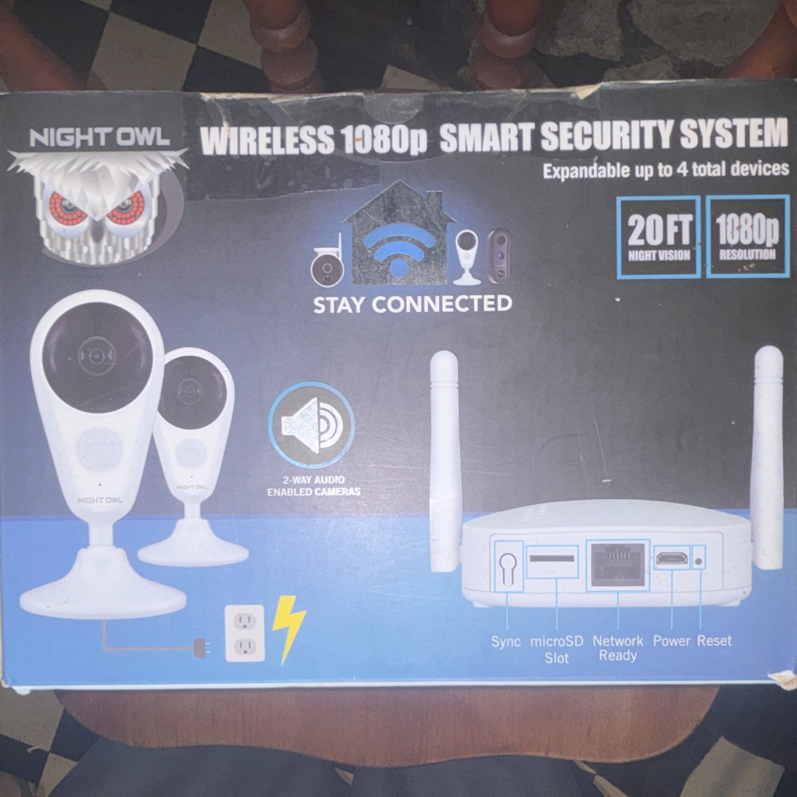 Night Owl Wireless 1080p Indoor Security System 2 Cameras Night Vision SD