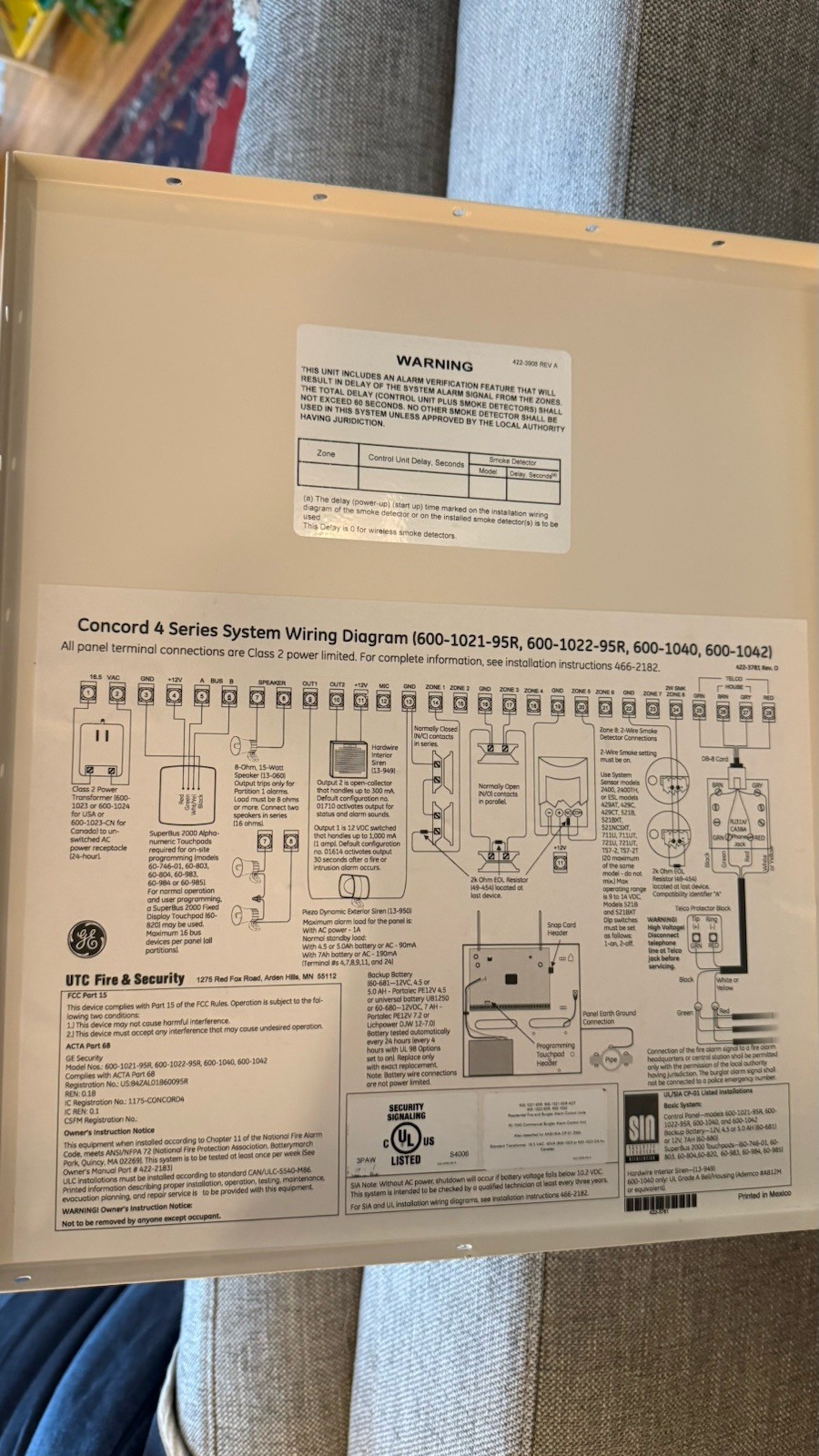 GE Concord 4 Security System W/keypad And Bell