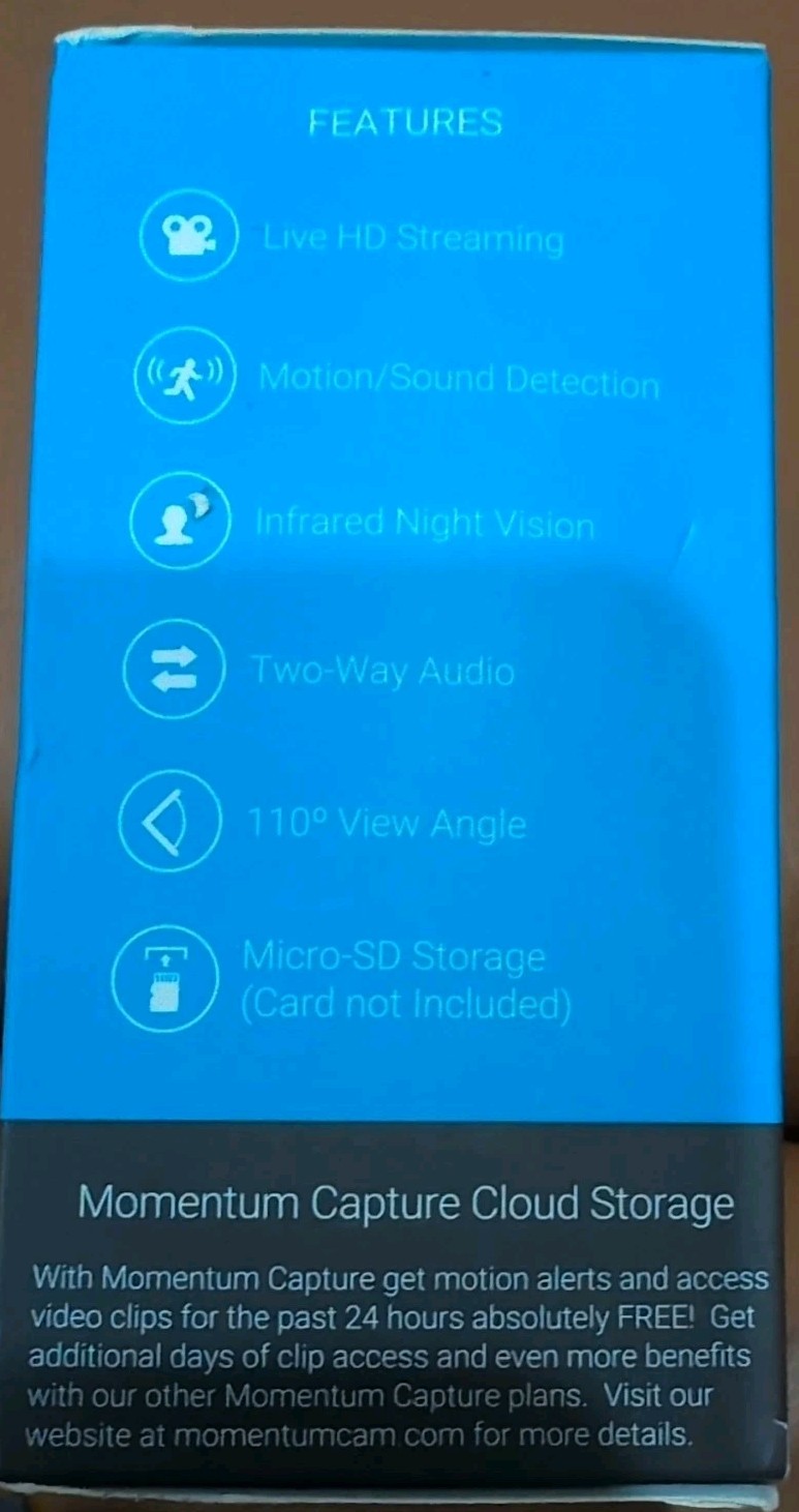 Momentum HD Wireless Indoor Home Security Camera with2-Way Audio Night Vision