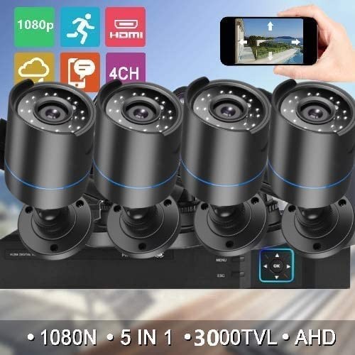 3000TVL Home Security System Surveillance DVR Camera Kits, 4pcs Wired 5MP PoE…