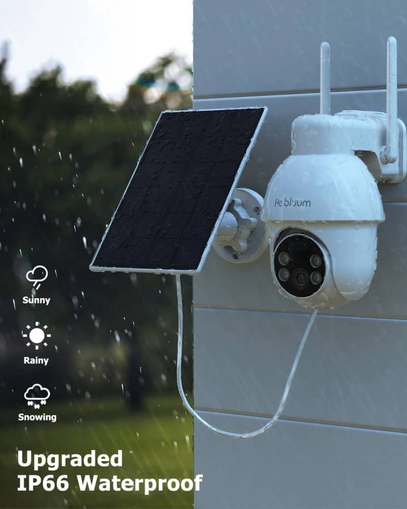 Rebluum 2K Solar Security Camera Wireless Outdoor 360° PTZ Night Vision WiFi