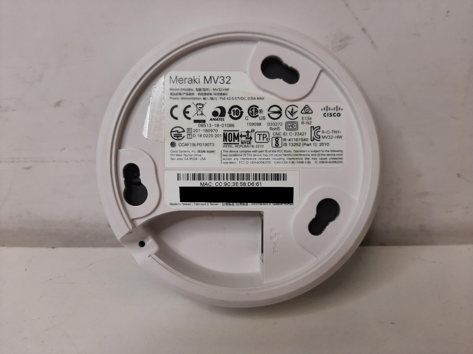 UNCLAIMED Cisco Meraki MV32 Fisheye Security Camera 256GB MV32-HW
