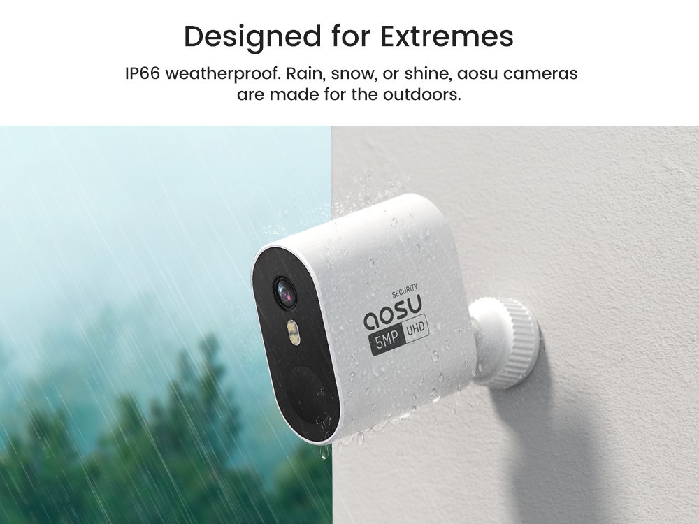 AOSU 5MP Solar Security Cameras Outdoor Wireless,Home Security System 4-Cam Kit