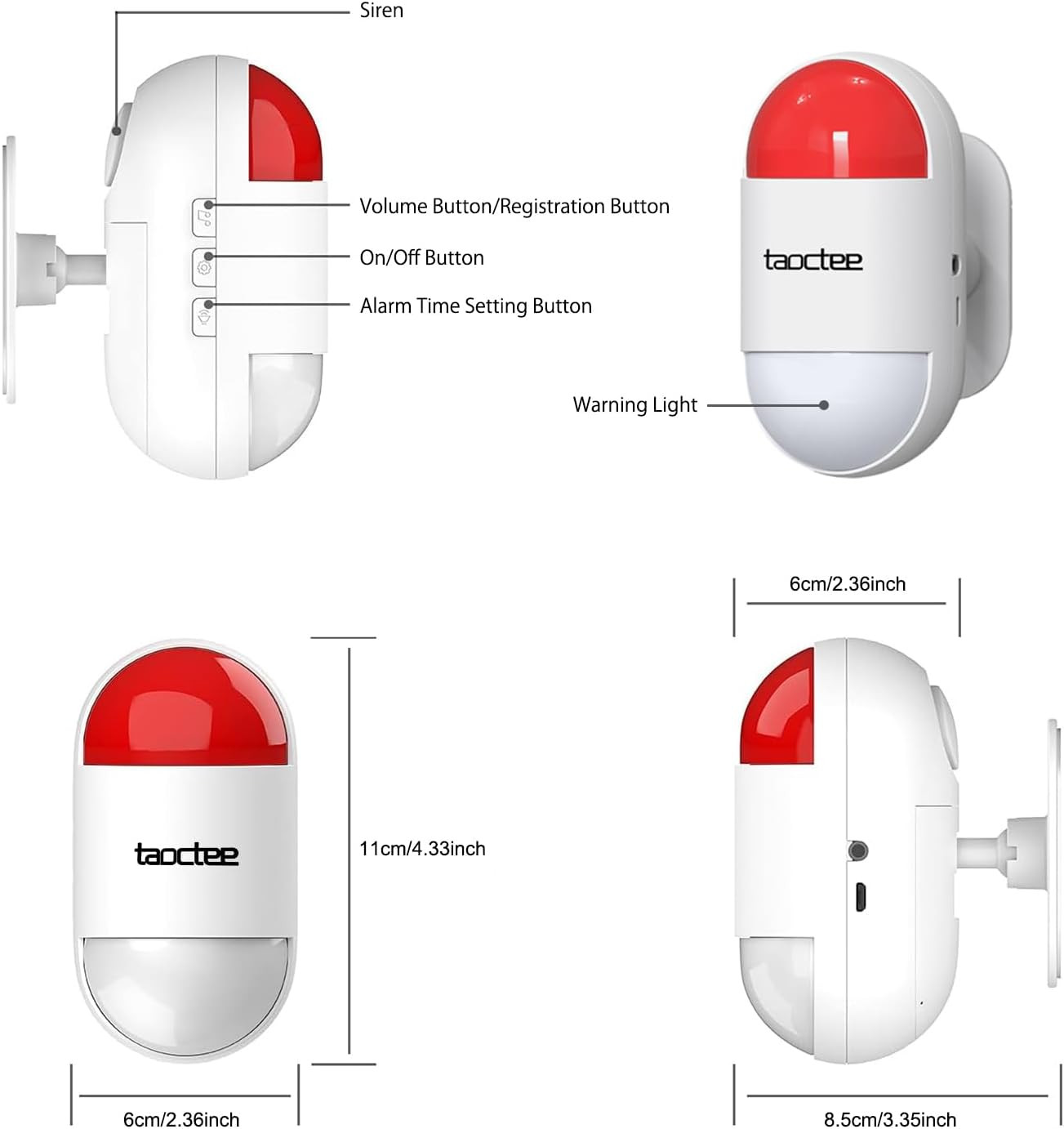 Panic Button Alarm for House Remote Control Strobe Siren Alarm System Sound & Li
