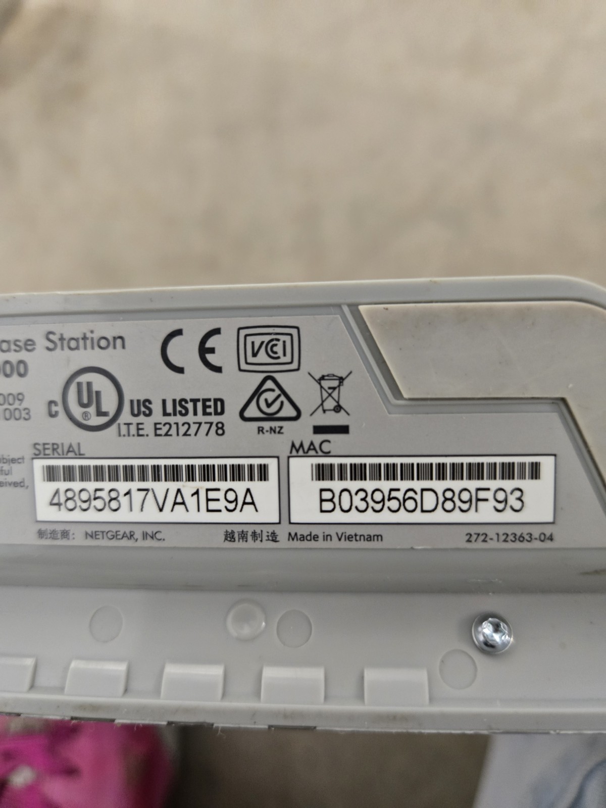 Netgear Arlo Base Station VMB3000 Wireless Router -No Power cord