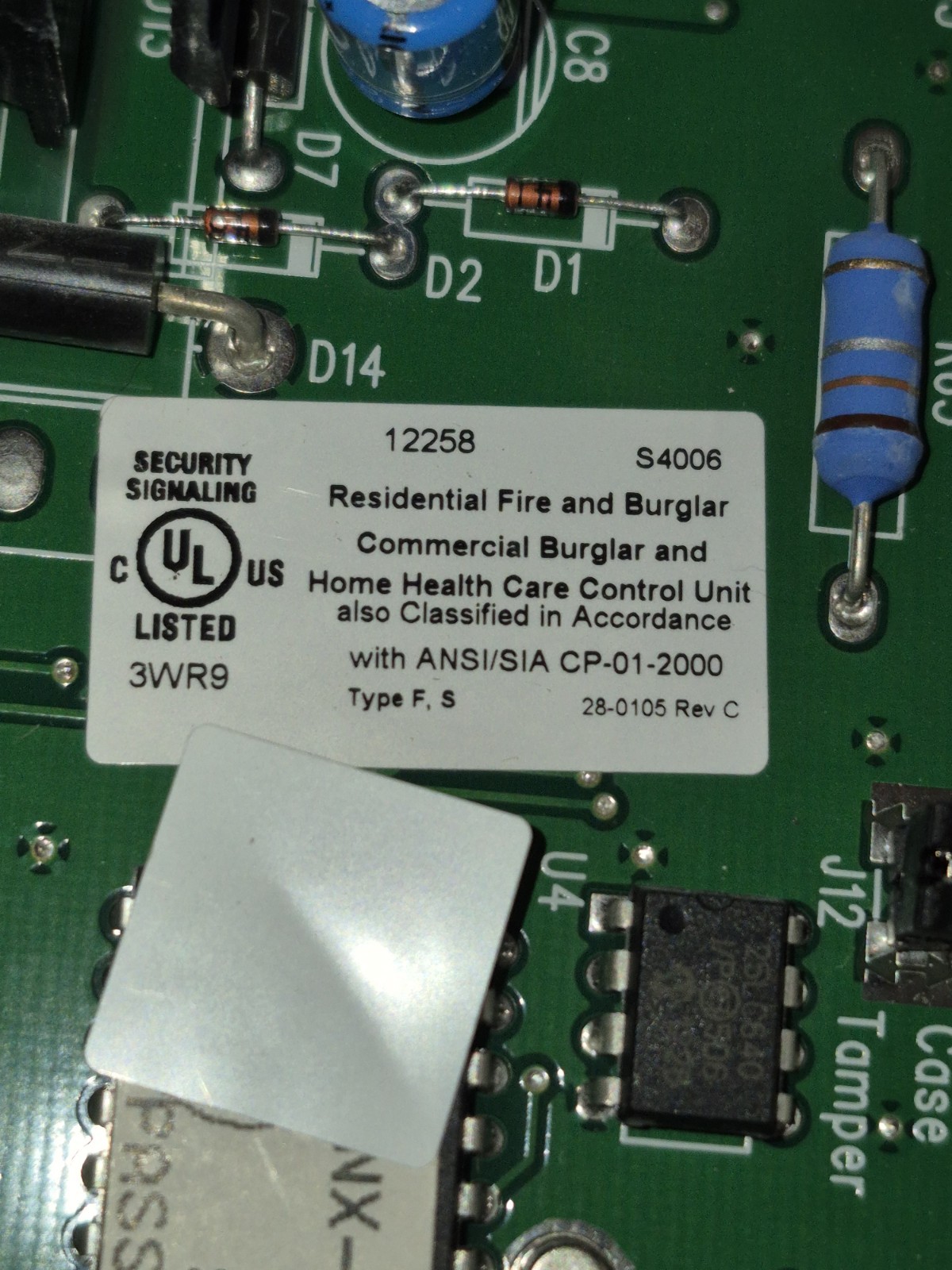 Interlogix NX-4-V2 .08 6032 Security System Controlboard & Plug In Transformer