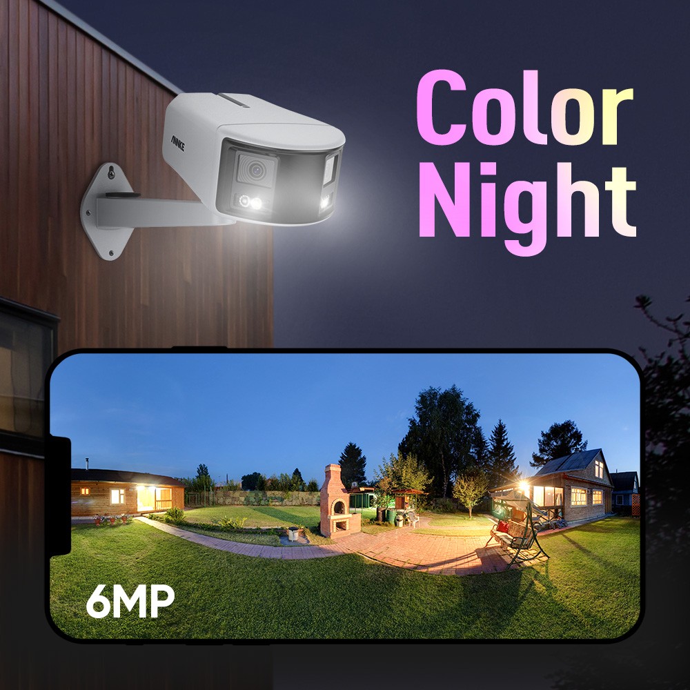 ANNKE 6MP POE Security Camera 180° Dual Lens Color Night Two Way Audio FCD600
