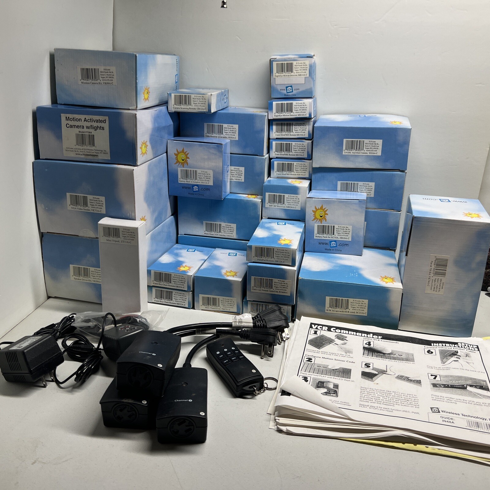 X10 Home Security System Cameras Receiver Transceiver VCR Remote & More Bundle