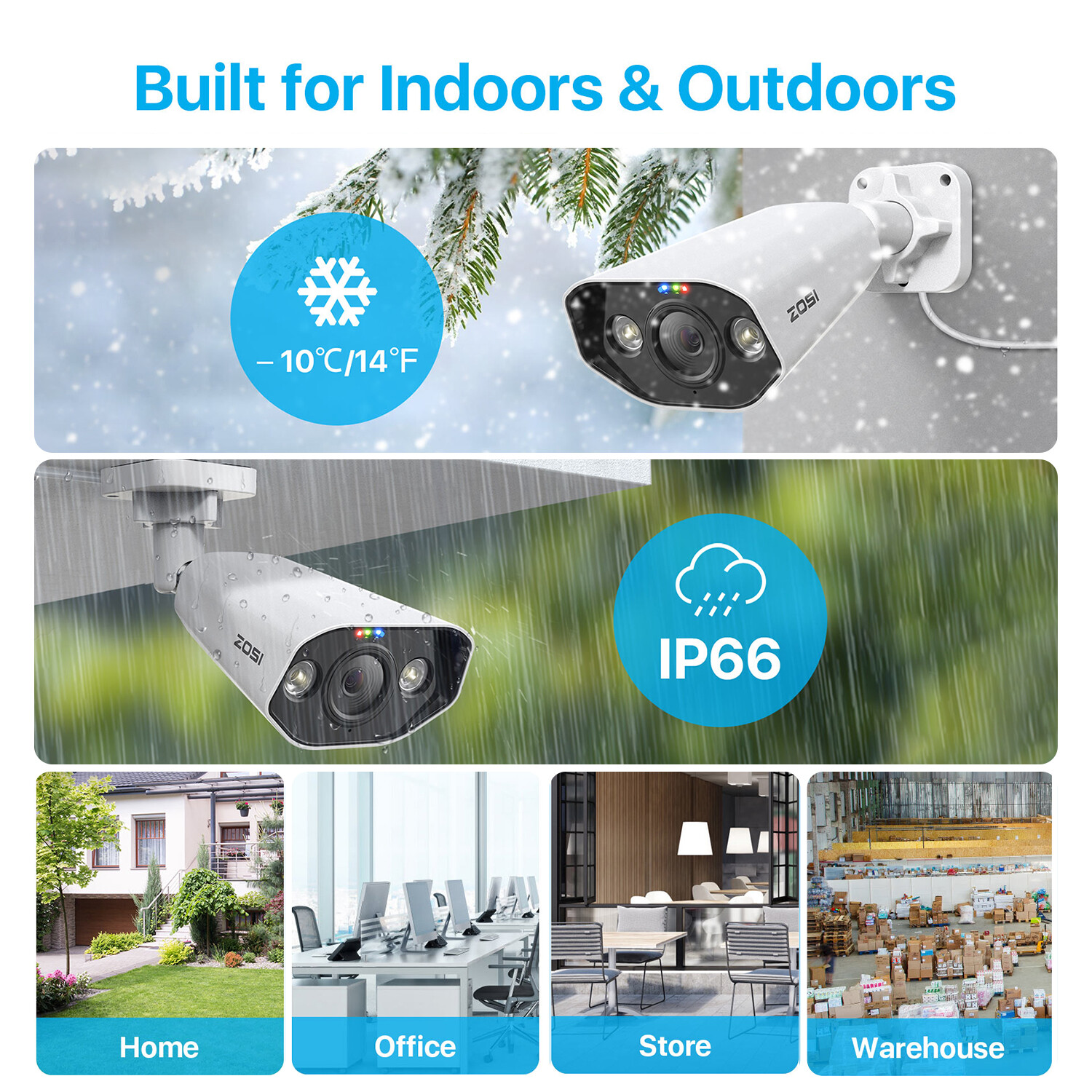 ZOSI 8CH 4K NVR 8MP PoE Security Camera System 2TB 24/7 Audio Record AI Motion