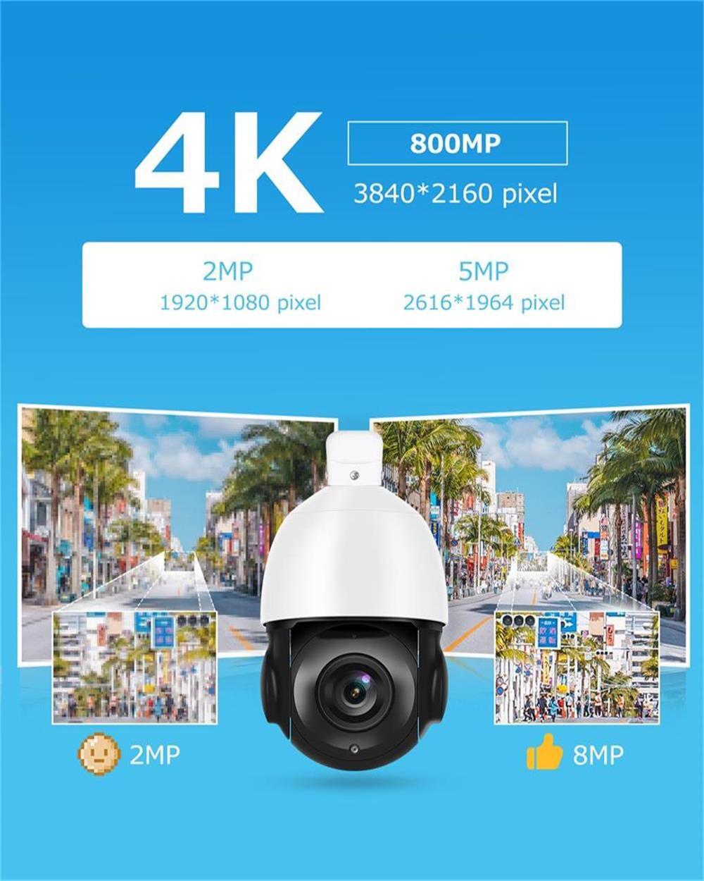 Jennov 4K HD PoE Security Camera 20X Zoom Outdoor PTZ IP Camera Auto Tracking