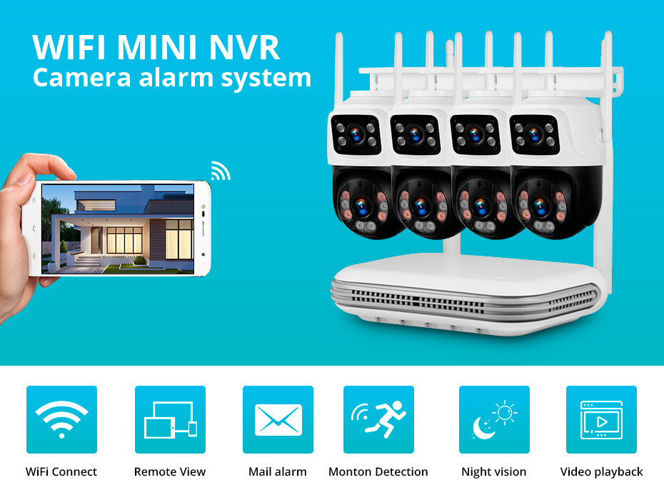 KERUI Security Camera System Outdoor Wireless Audio Wifi Home CCTV 6MP 8CH NVR