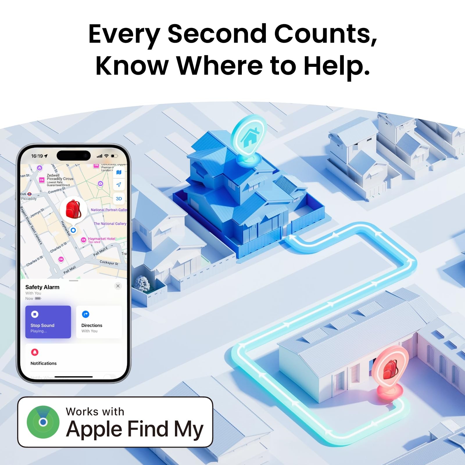 130 dB Personal Safety Alarm for Women with Apple Find My APP, Extra-Loud Sir…