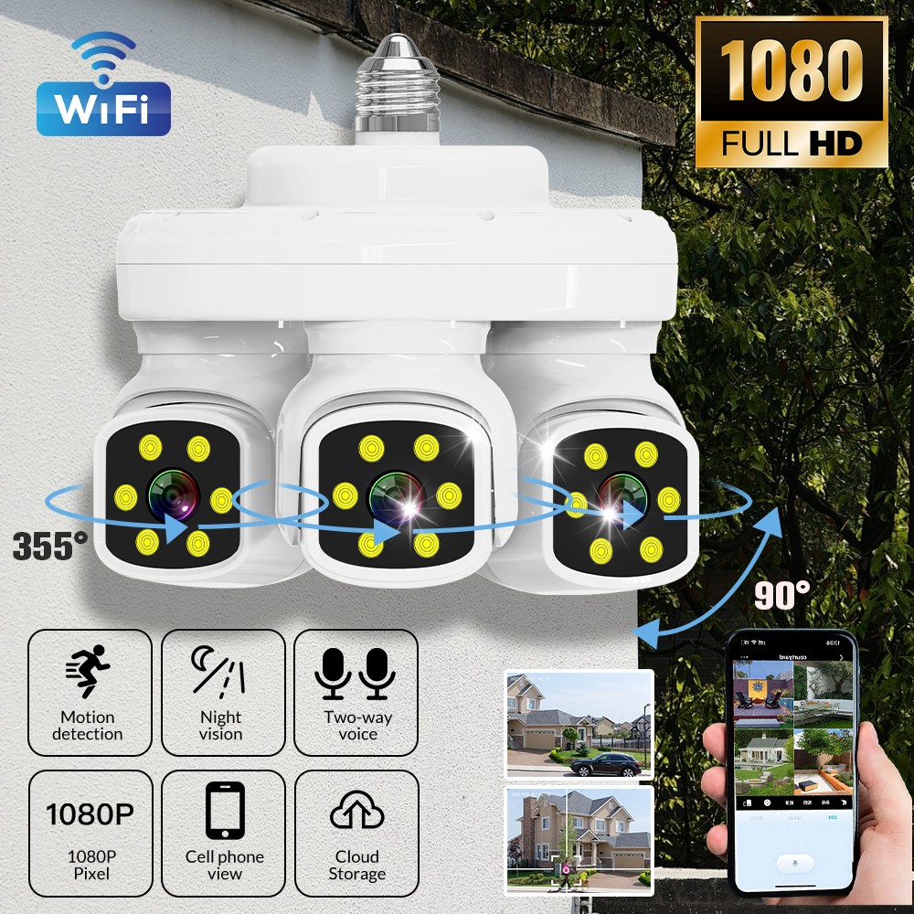 6MP 3Lens WIFI Security Cameras 1080P Night Vision Supermarket Warehouse Factory