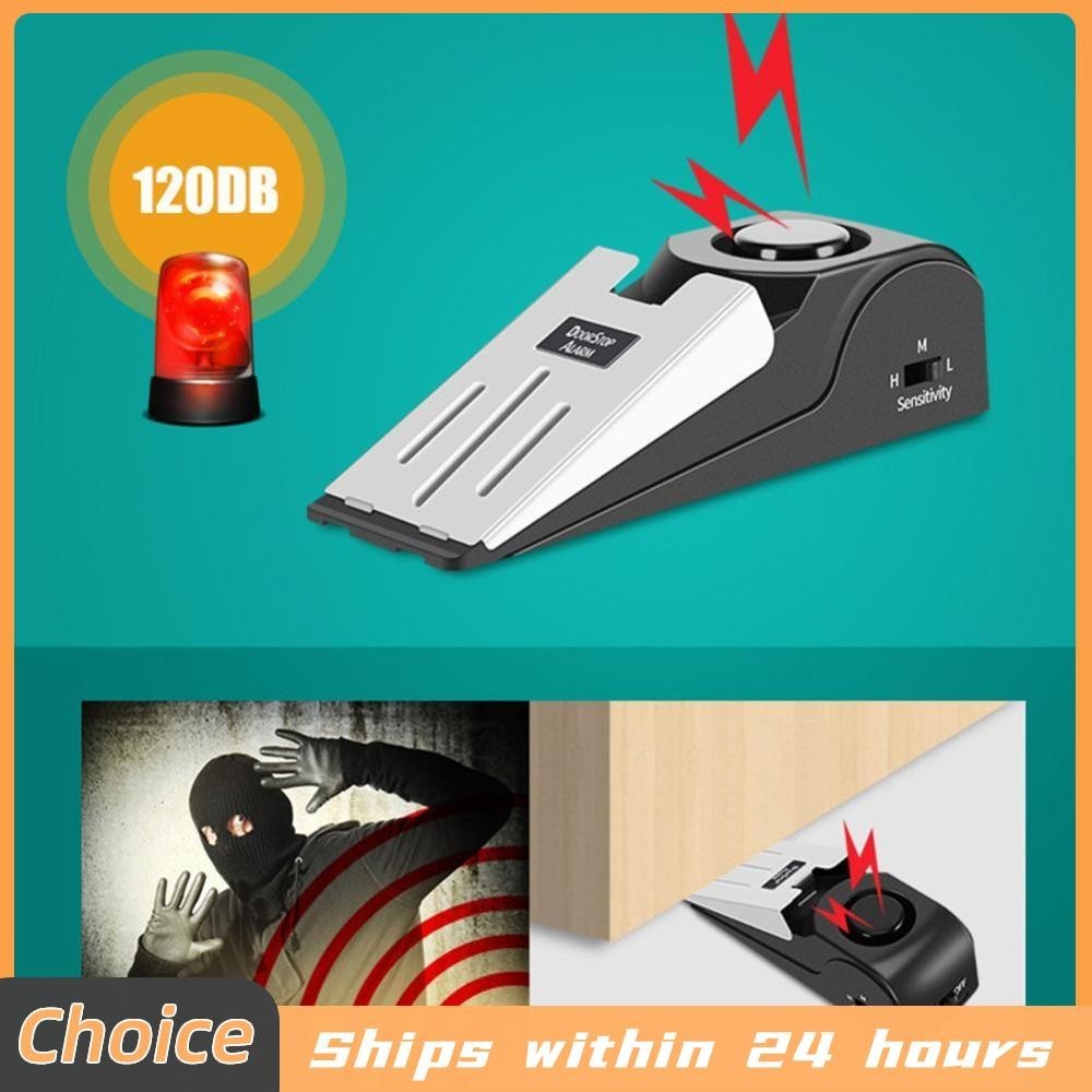 Door Stop Alarm Anti Theft Wedge Portable Wireless Security Stopper Stainless